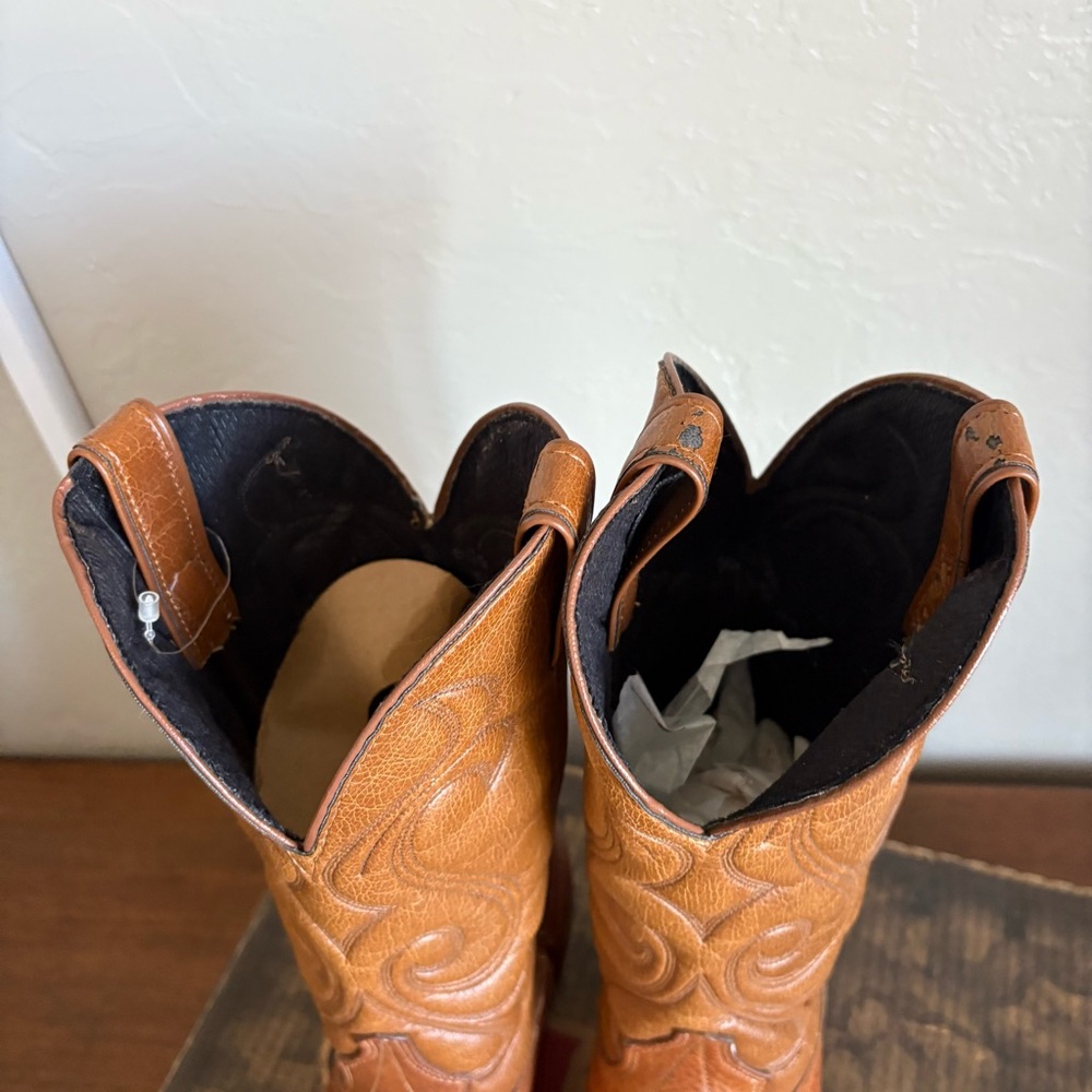 Laredo Western Boots Tobacco Brown Leather Made in USA Size 9.5 D w/ Box unworn - Picture 6 of 12